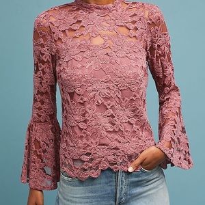 Anthropologie Bell-Sleeved Lacework Top